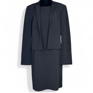 CALVIN KLEIN Stretch Black Set Dress & Blazer Long Sleeves Back Zipper NWOT  L